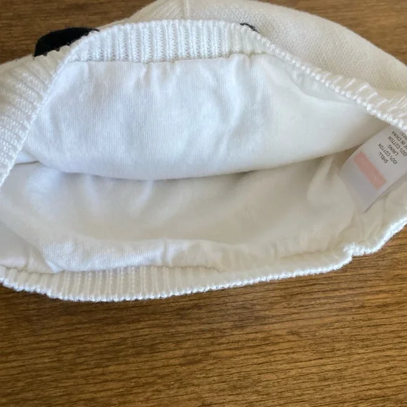 Janie and Jack Black and Winter White Bow Knit Beanie - Picture 6 of 7